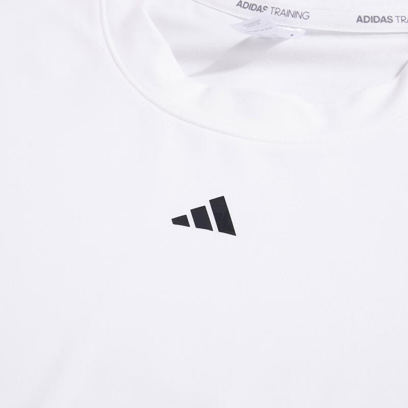 adidas Сплошная цветная футболка с вышивкой логотипа и круглым вырезом, с коротким рукавом, женские топы, белые HS8108