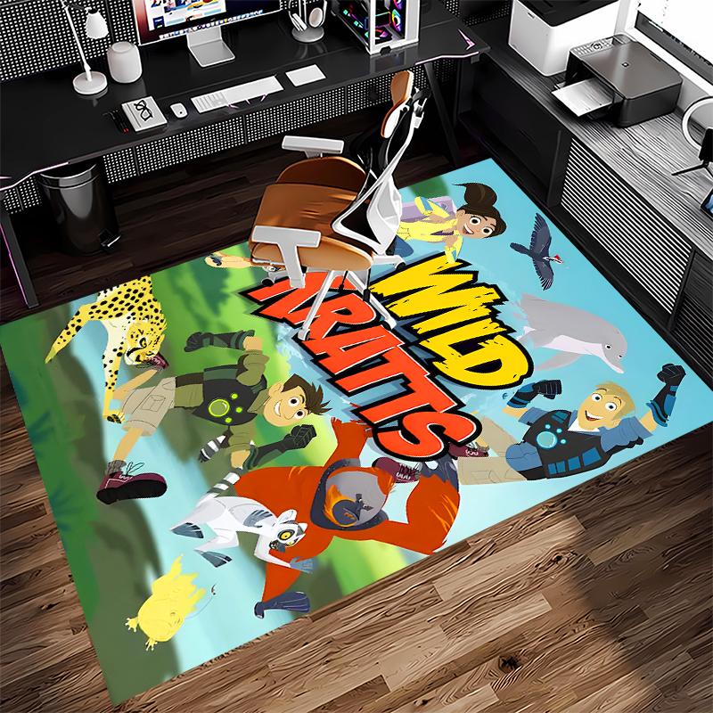 1pc Wild Kratts Print Area Rug - Soft,Washable Non-Slip Indoor Mat for Office Chairs,Living Room,Home Office Decorative Rug