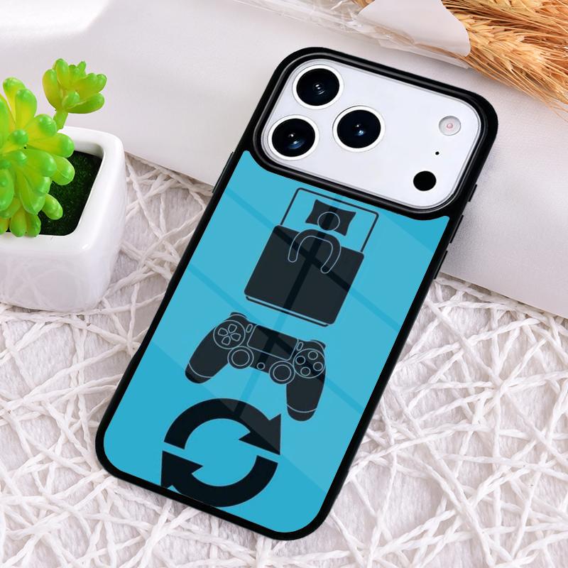 Eat Sleep Game Repeat Gamer Phone Case for iPhone 17 Air 16 15 11 12 14 13 Pro Max Shockproof Cover