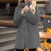 Women's Winter Faux Belt Pocket Plush Warm Jacket Notch Lapel Coat Outerwear Mid-Length