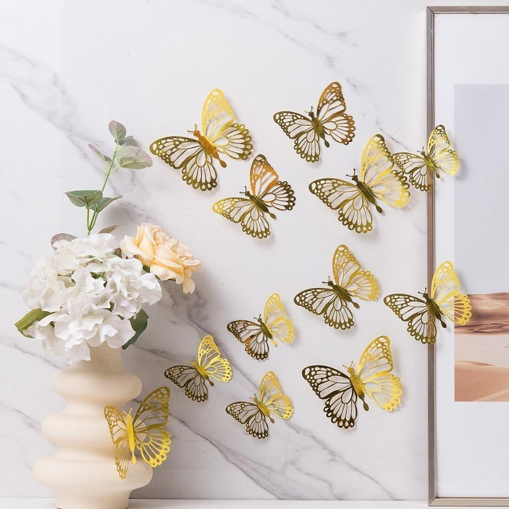12pcs 3D Butterfly Wallpaper Self Adhesive Decal New Butterfly Wall Stickers Festival Decoration