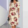 2026 Новая Мода Женское 3D Платье с Цветочным Принтом Короткий Рукав Элегантное Платье с Круглым Вырезом Уличное Свободное Платье