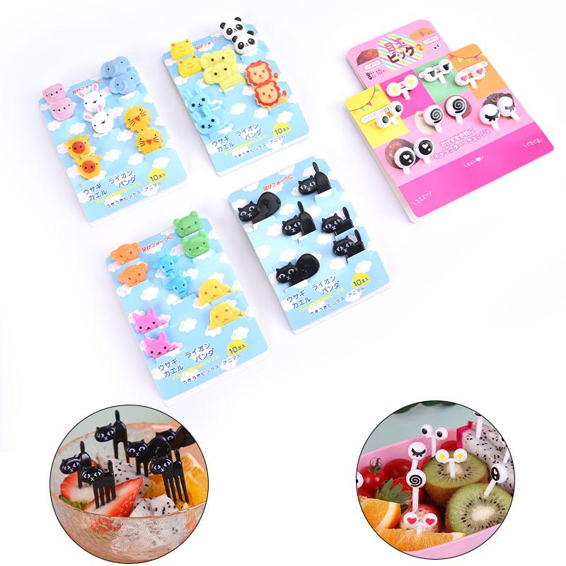 Фруктовая вилка, мини-мультфильм, детская еда, выбор фруктов, зубочистка, декор для вечеринки, случайный цвет