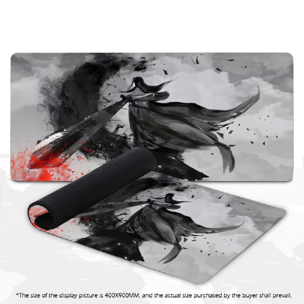 XXL Ink Sword Warrior Deskmat Non-Slip Rubber Gaming Mouse Pad Overlock Keyboard Desktop Pad Chinese Ink Dragon Pattern Gaming
