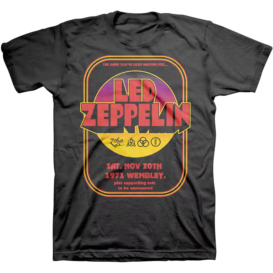 1971 Wembley Led Zeppelin Band T-Shirt Cotton Graphic Tee Men Women Summer Streetwear