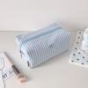 Large Capacity Cosmetic Bag Striped Bow Embroidery Pen Bag Portable Makeup Pouch