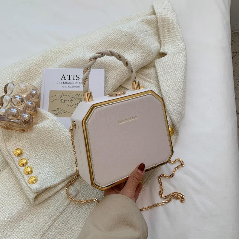 Hard Box Shape PU Leather Crossbody Bag with Short Rope Handle for Women 2024 Shoulder Handbags and Purses Lady Travel Cute Tote CLE