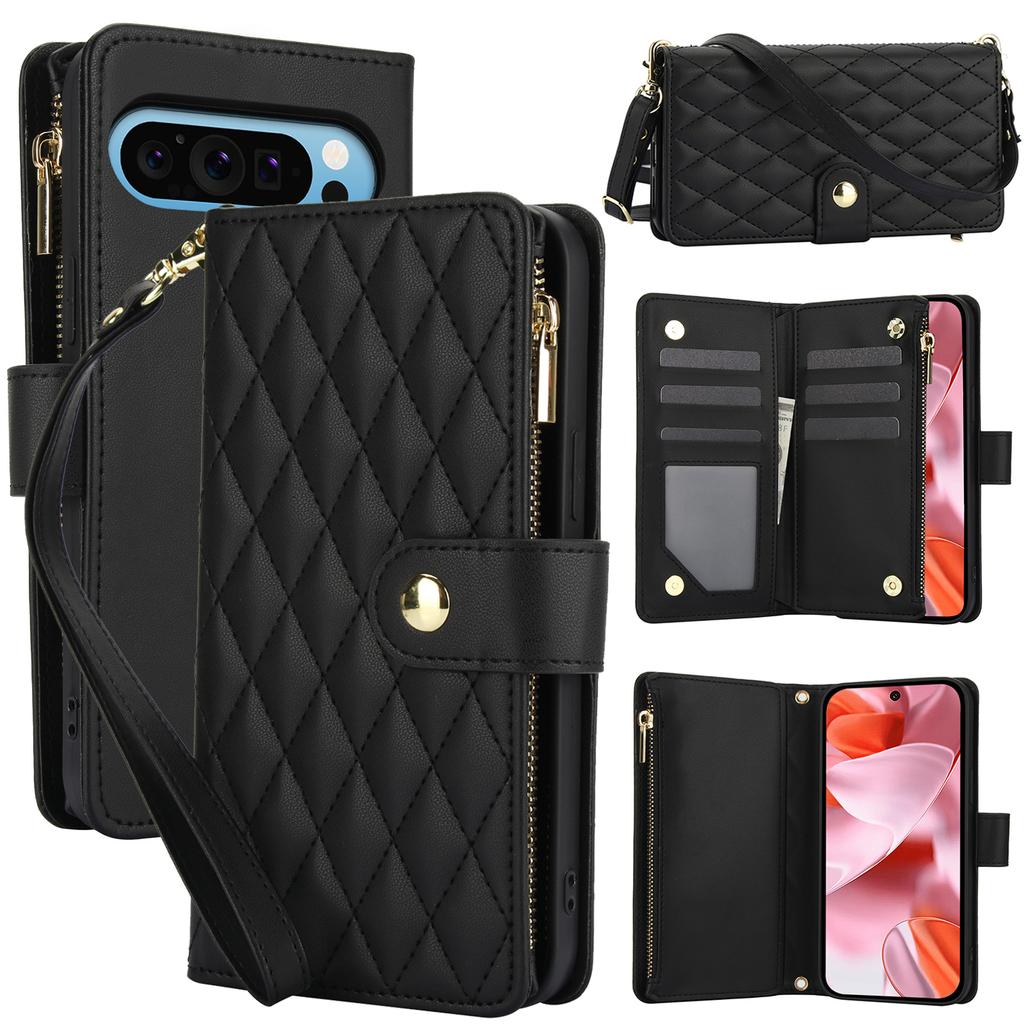Crossbody Zipper Cards Solt Wallet Flip Leather for Google Pixel 11 Pro XL 10A 9A 8A 7A 6A Shockproof Skin Feel Book Stand Cover
