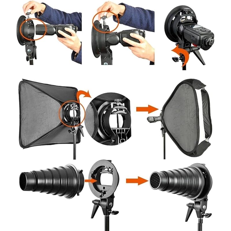Godox foldable universal softbox With honeycomb & grid s type speedlite bracket S2 with For V1 series, AD200Pro, AD200, AD400Pro, V860II series, TT350