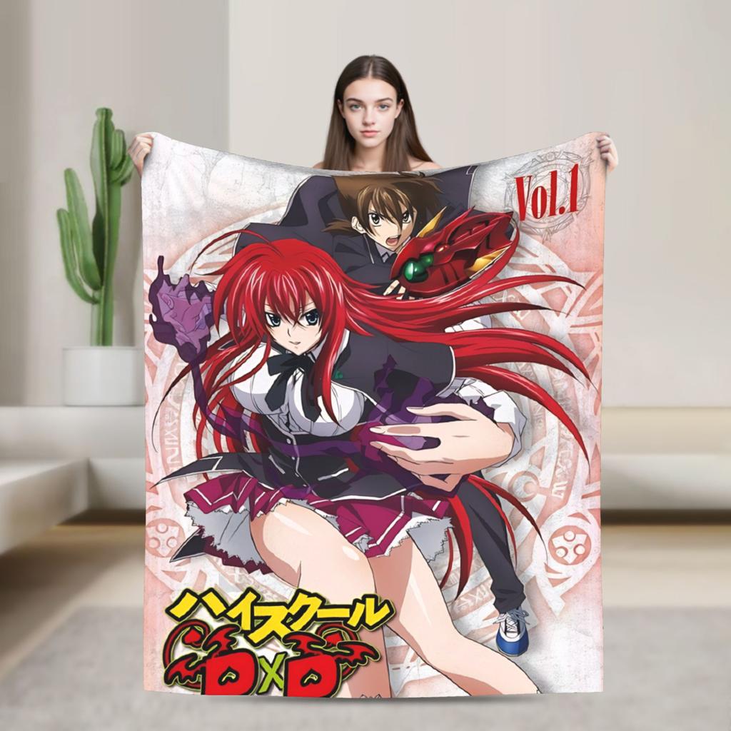 High School DxD Flannel Blanket Anime Super Warm Throw Blanket for Living Room Decorative Funny Bedspread Sofa Bed Cover