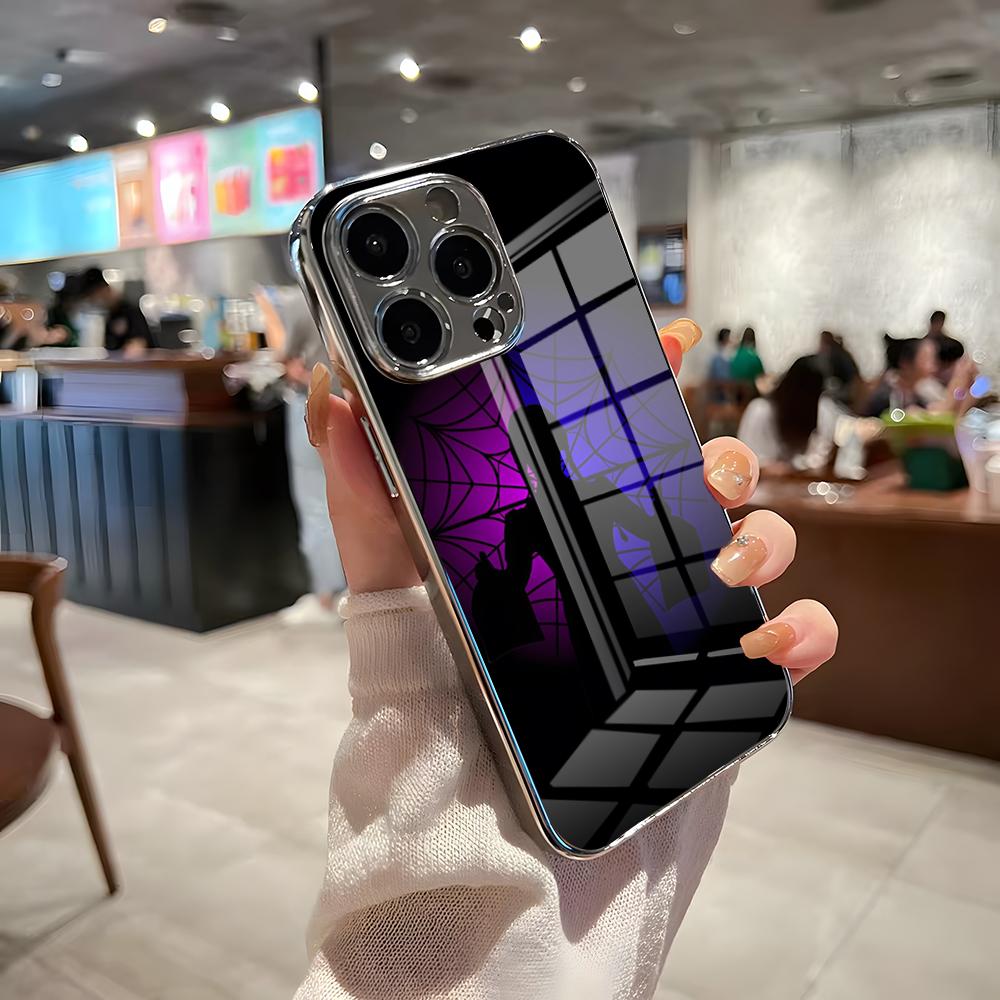 Чехол для телефона Wednesday Addams из сериала Для iPhone 17 Pro Max 15 Pro 16 14 Plus 12 13 Mini 11 Pro Ударопрочный Покрытый гальваническим покрытием Стеклянный Чехол