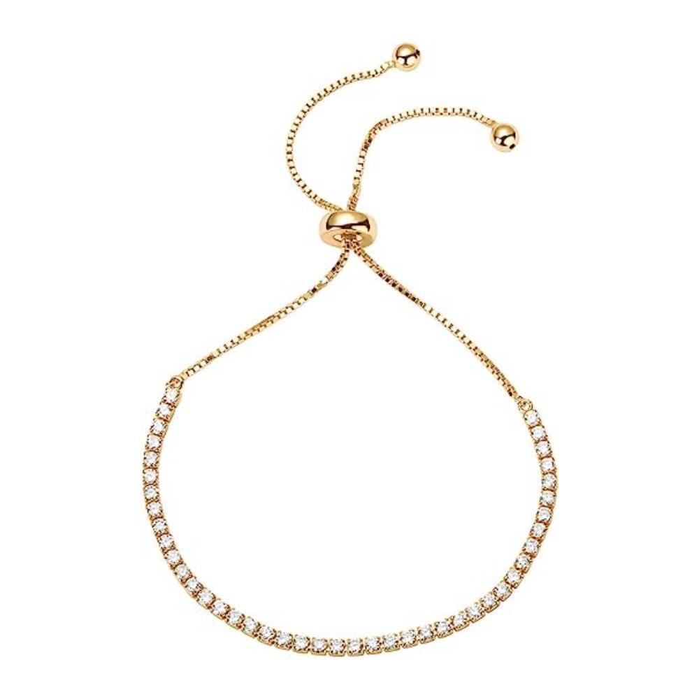 Элегантный регулируемый браслет-цепочка со стразами и микро-инкрустированными кристаллами