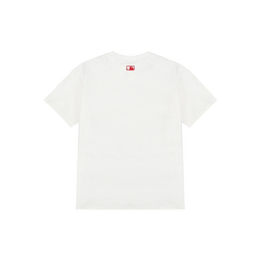 New MLB Set in Sleeve T Shirt Unisex White 3ATSH1023-50IVS