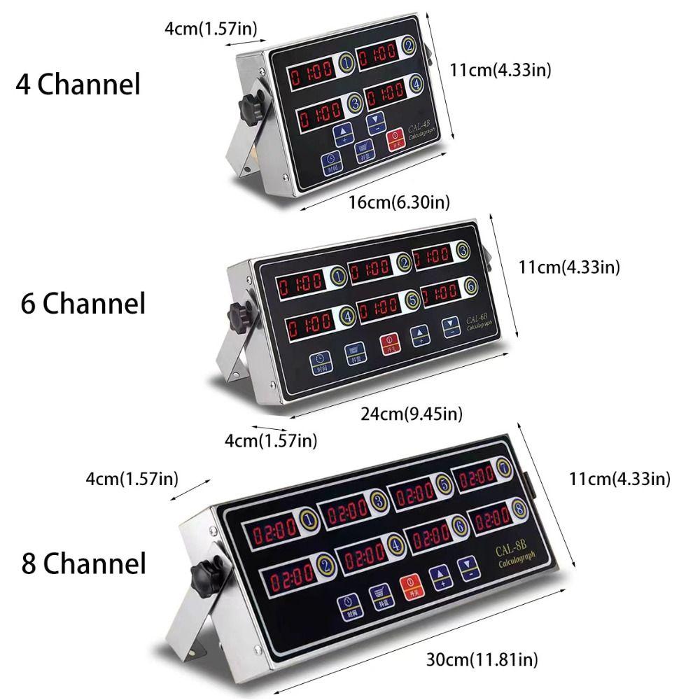 4/6/8 Channels Commercial Kitchen Timer LED Digital Screen Cooking Reminder Restaurant