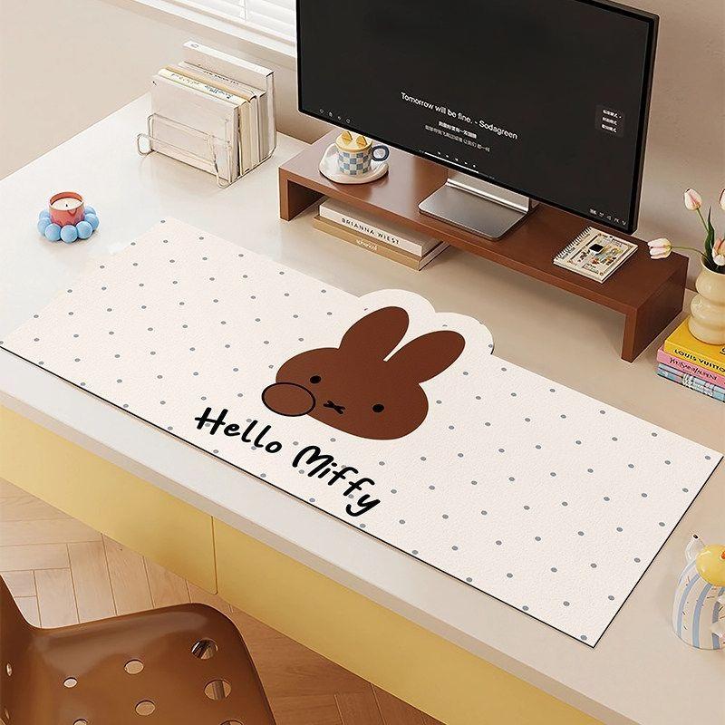 Новый Kawaii Miffy Большая Клавиатурная Коврик Милый Мультяшный Кролик Подставка на Стол Впитывающий Коврик для Мыши для Офиса Игр Нескользящий Стиль K-trend