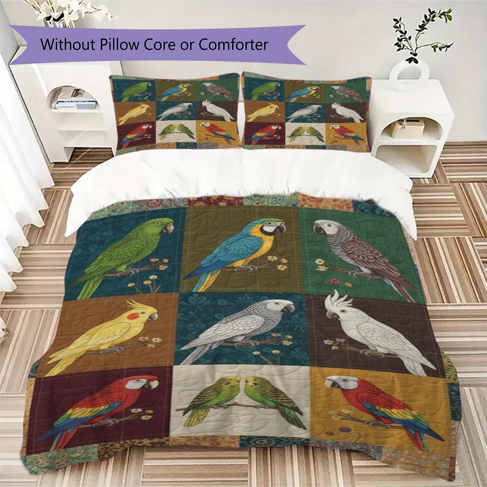 Retro Patchwork Bird Pattern Bedding uilt Set uilt Cover Pillowcase Home Decoration Birthday Gift (1 * duvet cover + 2 * pillowcase without core)62