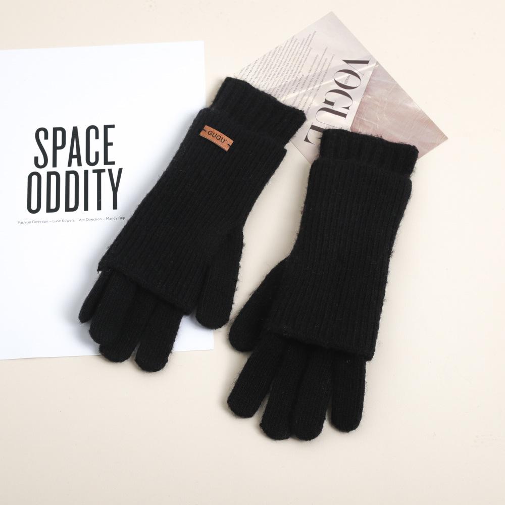 Вязаные шерстяные перчатки с открытыми пальцами для сенсорного экрана, пятипалые, женские, для осени и зимы, тепло, плюс бархатное утолщение, для езды на велосипеде для защиты от холода