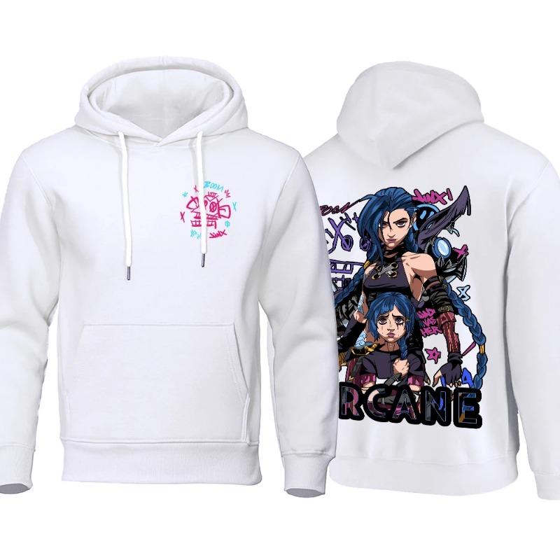 Arcane Hoodie Men Anime Jinx Hoodies Autumn Высококачественная флисовая толстовка Street Hoody Гибкая мужская одежда Oversize Толстовки и свитшоты мужские