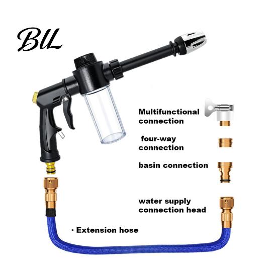 Versatile Garden Hose Nozzle with Foam Cannon, 3 Spray Modes, High-Pressure Car Wash Sprayer Nozzle, Heavy Duty Booster for Washing Outdoor
