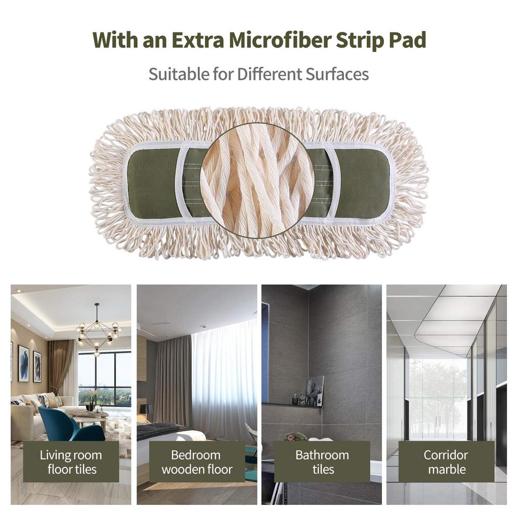 Eyliden Dust Mop with 2 Reusable Washable Pads One Touch Height Adjustable Wet Dry Mop for Floor Push Dust Mop - Replacement, Handle, &