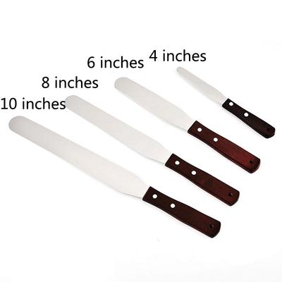 Лопатка для торта с деревянной ручкой, 1 шт., кухонный нож для кондитерских изделий, сливок, масло из нержавеющей стали, 4/6/8/10 дюймов, более гладкие инструменты для украшения торта, аксессуары