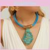 Geometric Resin Necklace Earrings Set Sparkling Big Gems Summer Fashion Style