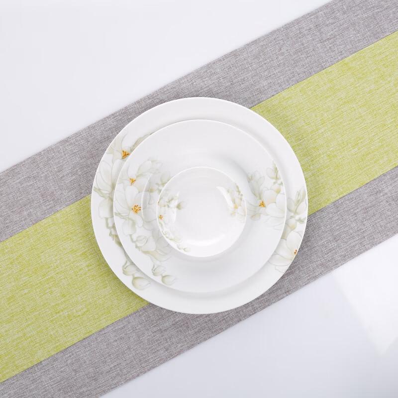 Aiyiresi 56-предметный белый керамический набор посуды «Магнолия»