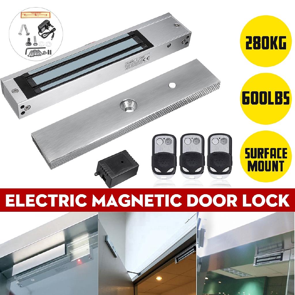 DC 12V AC100-240V 280KG 600LB System Electric Magnetic Door Lock Access & 3 Remote
