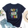Летние женские футболки 90'SVIBE из хлопка с принтом, свободные, с круглым вырезом и короткими рукавами, женские
