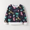2-7 лет Дети Девочки Мальчики Круглый вырез Толстовка Милый Красочный Кот Принт Длинные рукава Топы Рубашки