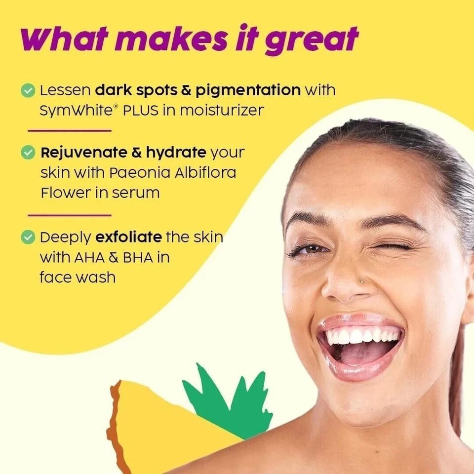 PLIX - Pineapple Pigmentation Cleanser, Face Serum & Moisturizer 30ml+100ml+50g