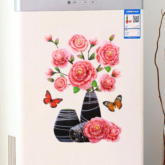 Креативная наклейка на стену, реалистичная водонепроницаемая яркая самоклеящаяся ваза для цветов