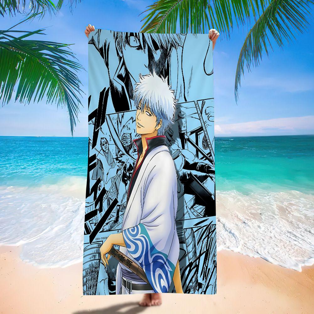 GINTAMA Аниме Микрофибра Пляжное полотенце Впитывающее Быстросохнущее Мягкое Йога Плавание Курорт Альпинизм Полотенце