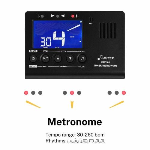 Donner DMT-01 3-in-1 Digital Metronome, Tuner, and Tone Generator for Guitar, Piano, Trumpet, and Chromatic Instruments