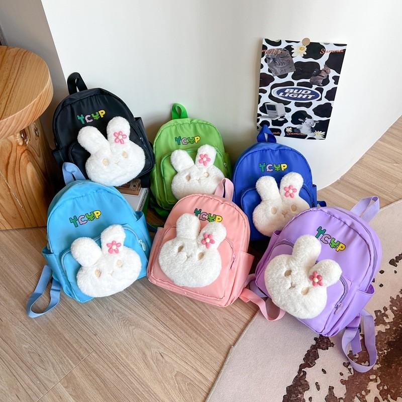 Adorable Cartoon Rabbit Backpack For Kids Breathable And Spacious School Bag In Lake Blue Green Pink Blue Black And Purple