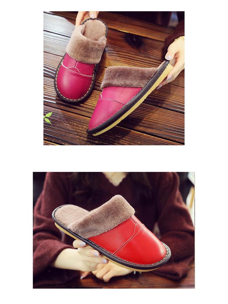 Тапочки Haining из натуральной кожи с меховой подкладкой из коровьей шкуры — уютное тепло для пар осенью и зимой