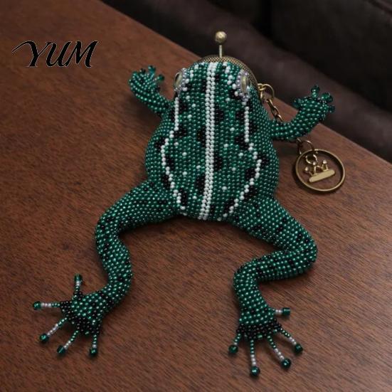 Легкий кошелек для ежедневного ношения, DIY кошелек-лягушка, Милый мешочек с замком-поцелуем, Кошелек-брелок с бусинами в виде жабы, Мини-мешочек, Набор для рукоделия с бусинами