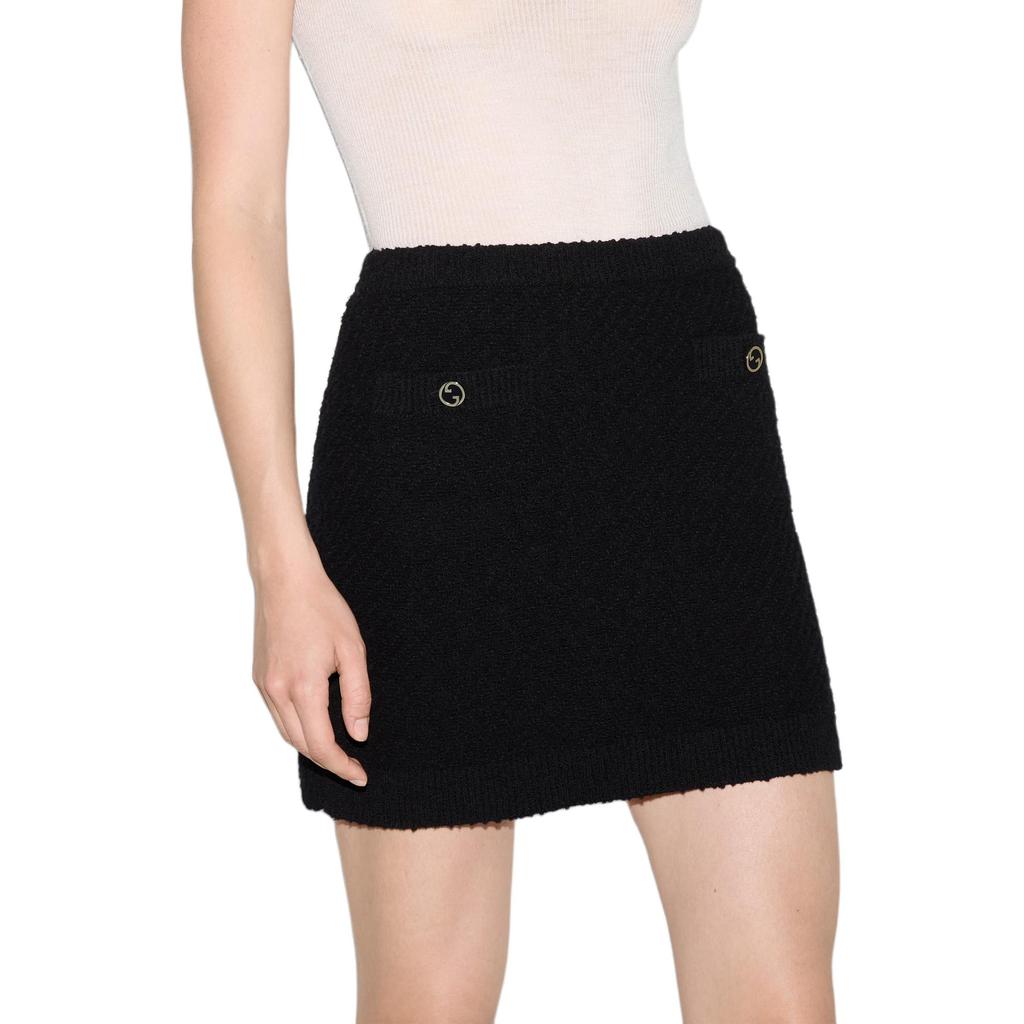 GUCCI Interlocking G Buttoned Knit Mini Skirt 797893-XKD8E-1000