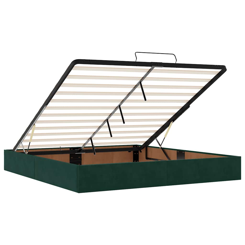 Ottoman Bed with Mattress Dark Green 180x200 cm Velvet