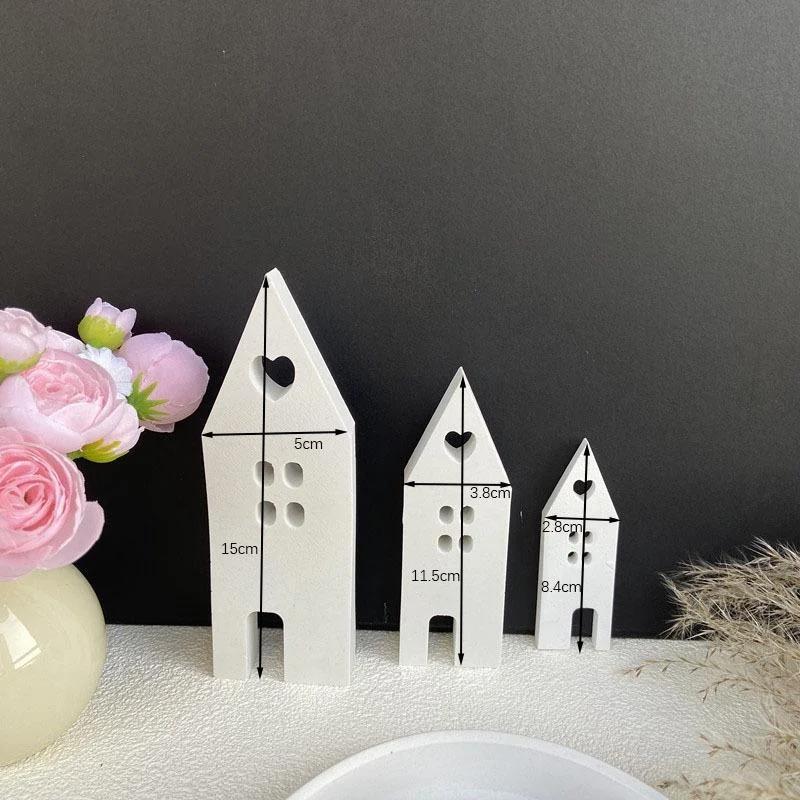 House Silicone Candle Molds Light Heart Houses Concrete Moulds Casting Molds DIY Gypsum Home Craft Decoration Resin Mould