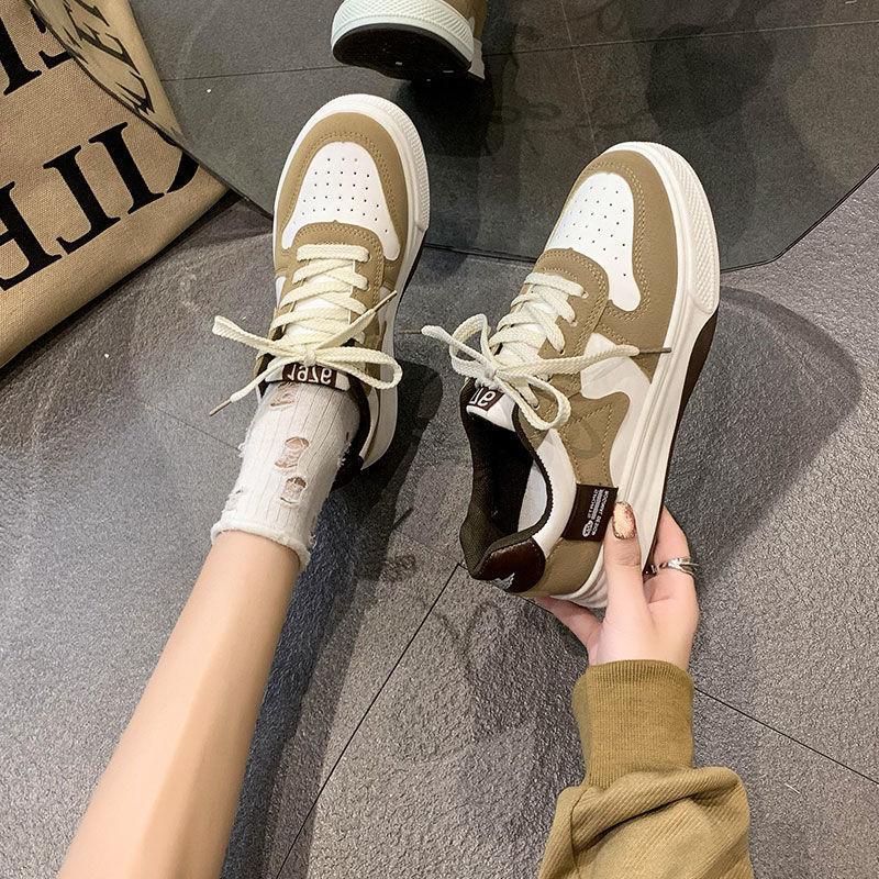 Soft Leather Versatile Little White Shoes Women's 2025 Spring New Board Shoes British Style Flat Bottom Thick Sole Thin Casual Sports Shoes