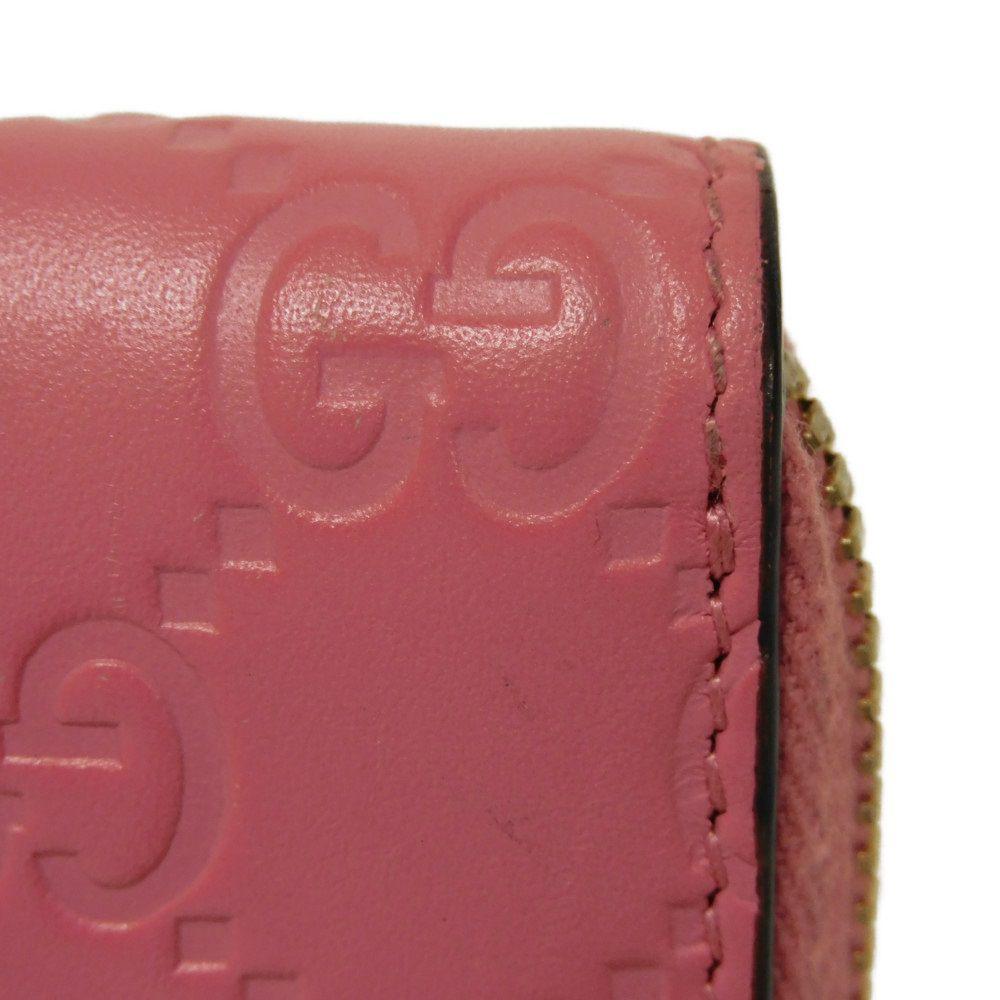 Used Guccissima Coin Purse 9539 255452 7943 Double G Embossed Card Case Zip Around GG Shima Pink Unisex from Japan