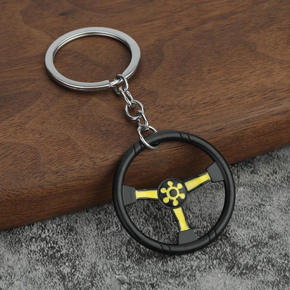 Mini Size Steering Wheel Keychain Metal Material Metal Keyring Bag Pendant For Car Enthusiasts