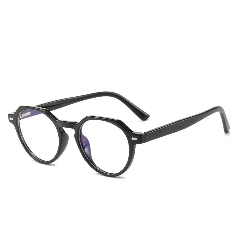 Oval ferrule glasses frame, retro literary round rivet TR simple business flat mirror women