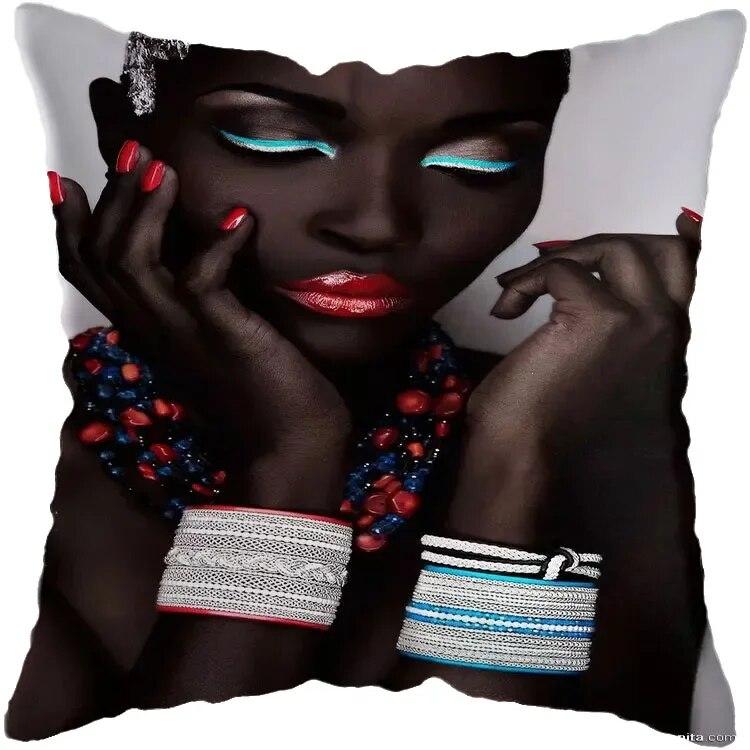 Наволочка для спальни, черно-золотая африканская женская подушка для гостиной, декоративная подушка
