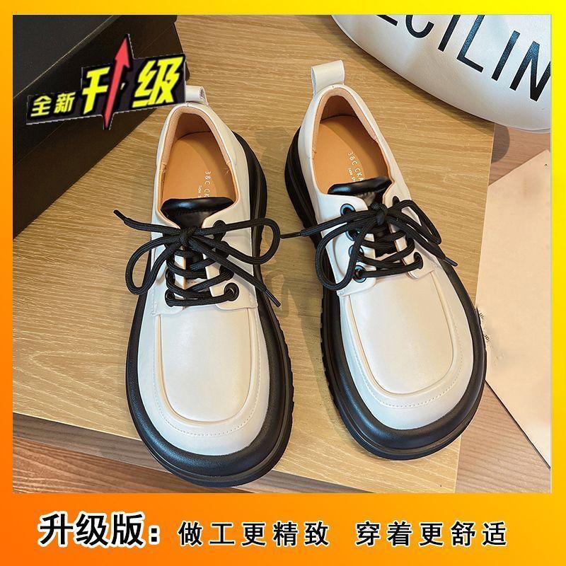 Versatile Platform Japanese Student Fashion Small Leather Shoes Women's 2025 Summer and Autumn New British Style Lace-up Retro Single Shoes