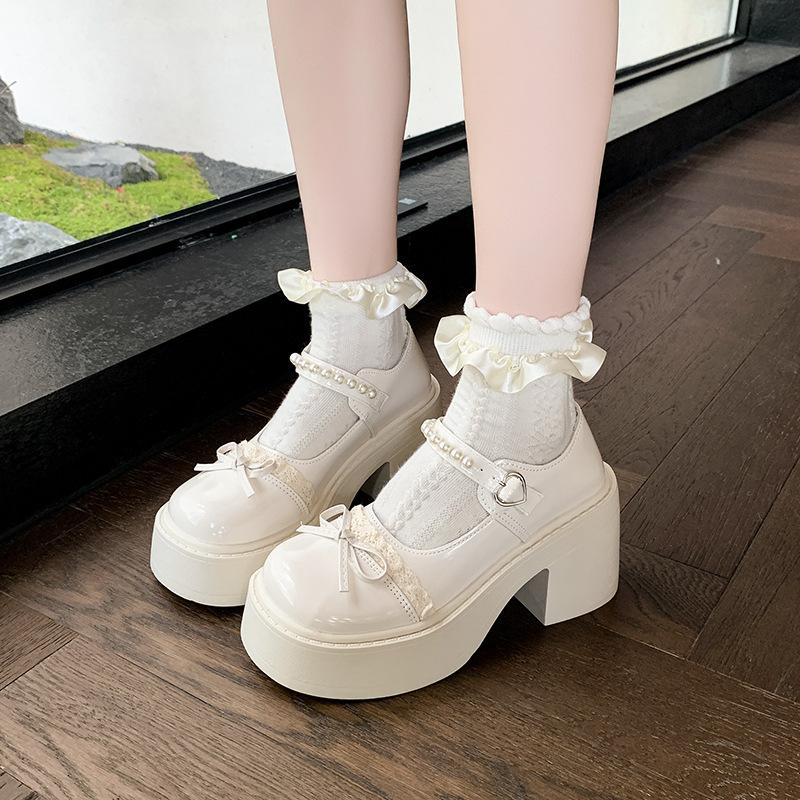 Skirt small fragrant wind thick sole with 2025 spring and summer new muffin Mary French Jane single shoes women's pearl jk small leather shoes