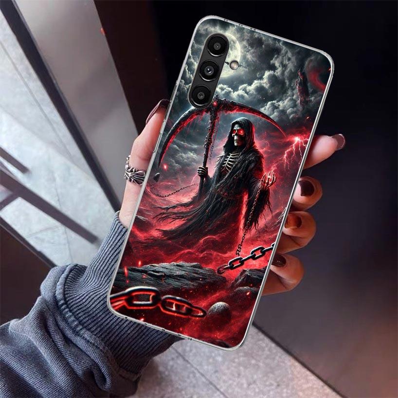 Death Grim Reaper Skull Scythe Phone Case For Samsung Galaxy A17 A57 A37 A16 A26 A36 A56 A15 A25 A35 A55 A14 A13 A54 A53 A34 A24