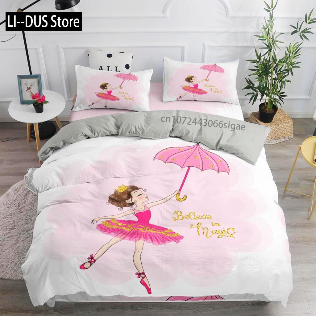 Пододеяльник с изображением танцующей девочки-балерины, комплект постельного белья с изображением милой принцессы для девочек, пододеяльник для детей, малышей