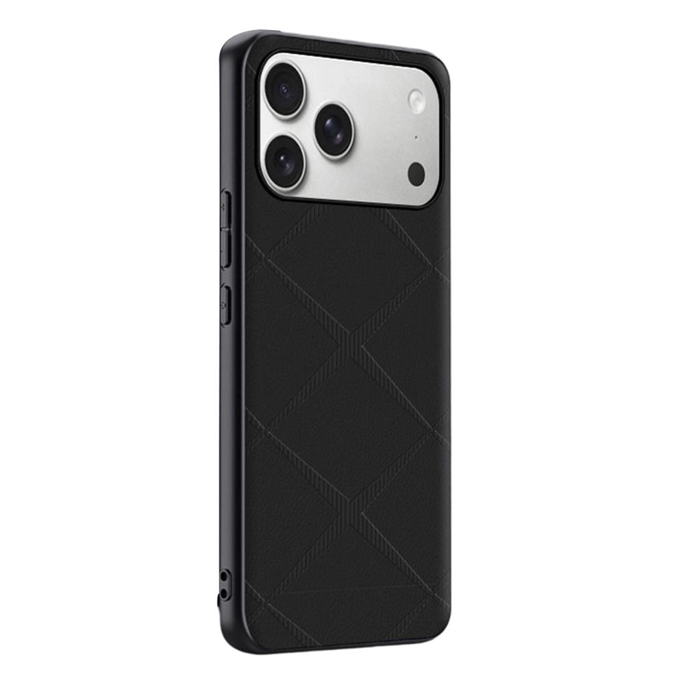 For iPhone 17 Pro Max Case X-Patterned TPU PU Leather PC Anti-Drop Phone Cover